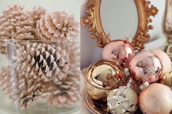 rosegold χριστουγεννιάτικα στολίδια