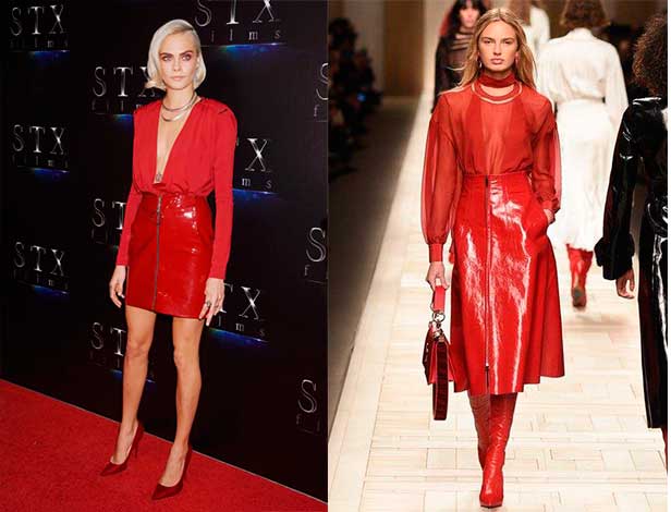 Πως να φορέσεις κόκκινη φούστα vinyl