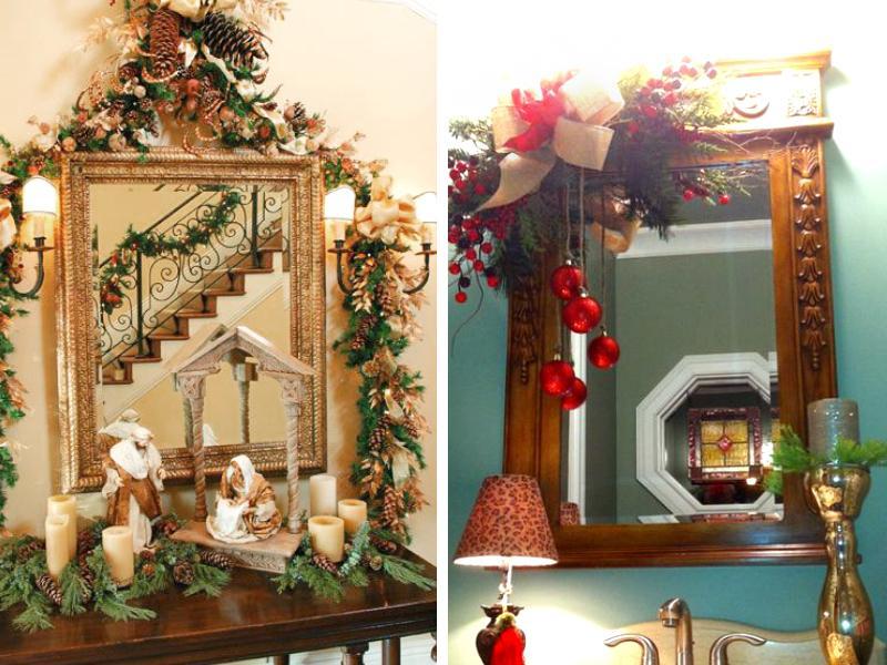 Χριστουγεννιάτικη διακόσμηση καθρέφτη