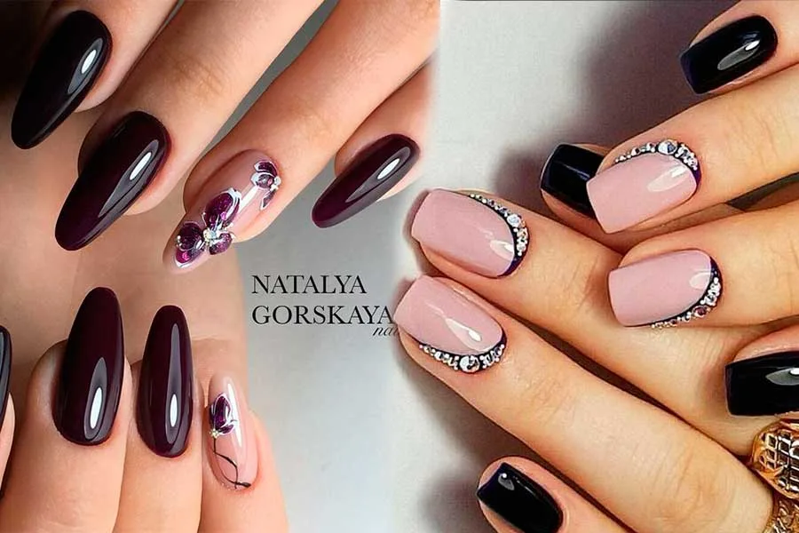 σχέδια νυχιών με στρας