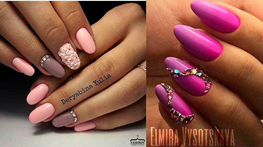 σχέδια νυχιών με στρας ροζ