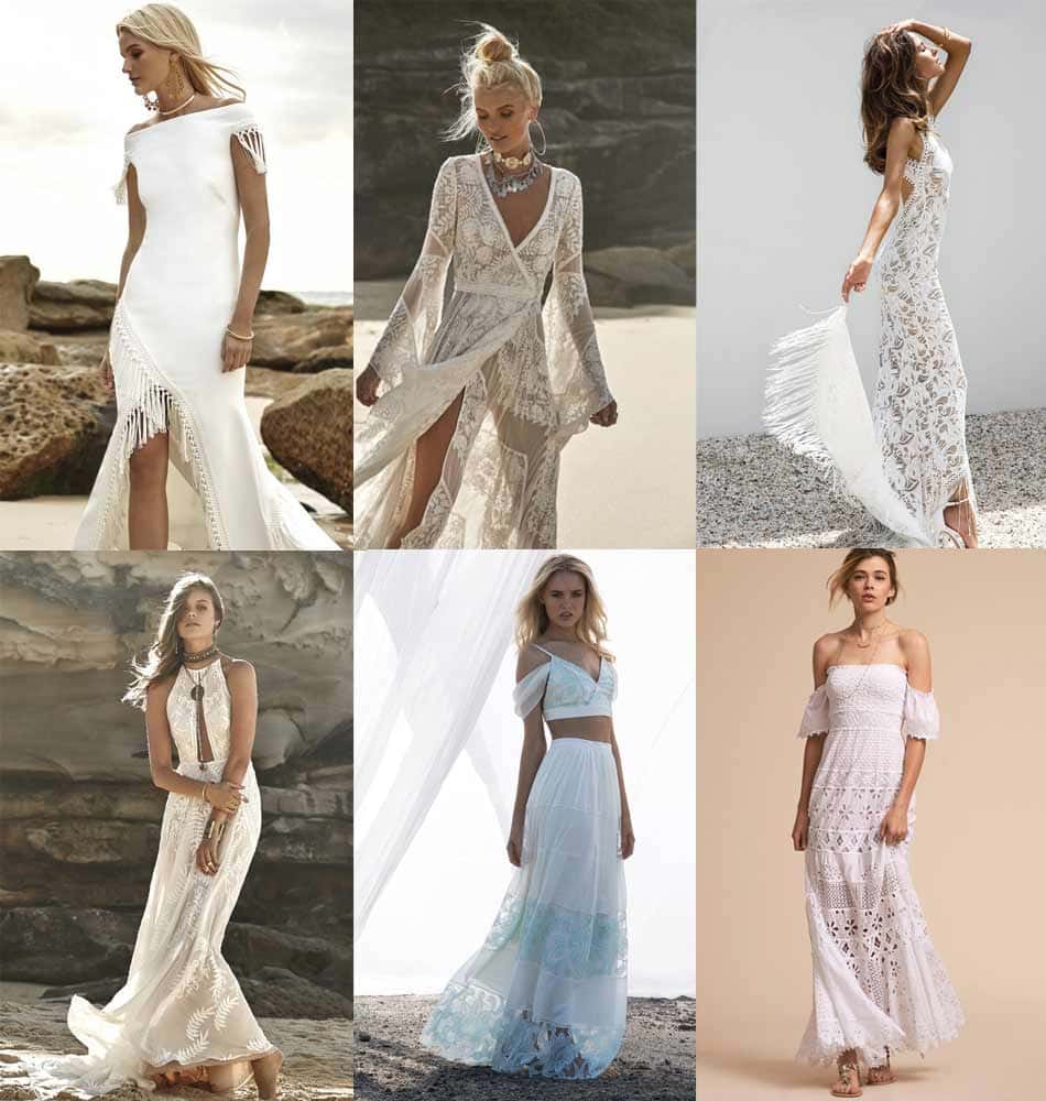 boho νυφικά για παραλία
