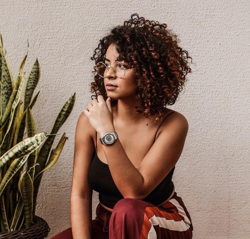 Curly neutral bob haircut
