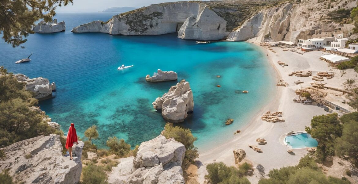 Μια γραφική άποψη ενός από τα 10 κορυφαία νησιά για οικογενειακές διακοπές το 2023, που παρουσιάζει ήρεμες παραλίες και δραστηριότητες για οικογένειες.